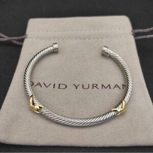 David Yurman Twisted Silver Bracelet with Gold Highlights